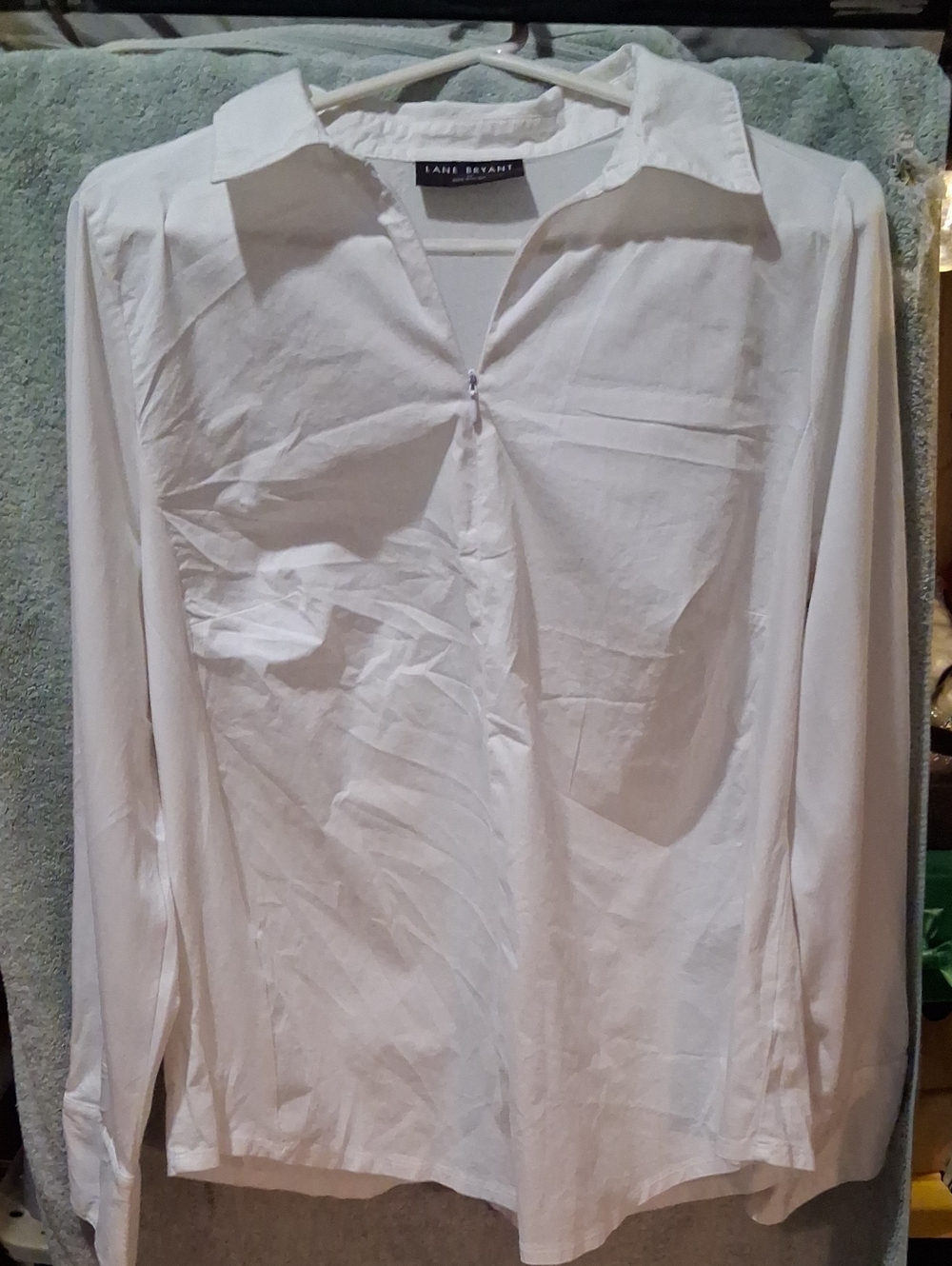 Lane Bryant White Women's Button-Front Blouse